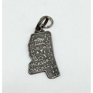 Sterling Silver 925 Mississippi State Jackson Natchez Necklace Pendant